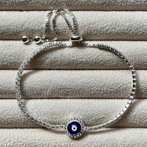 B011 | Blue Enamel Evil Eye Bracelet